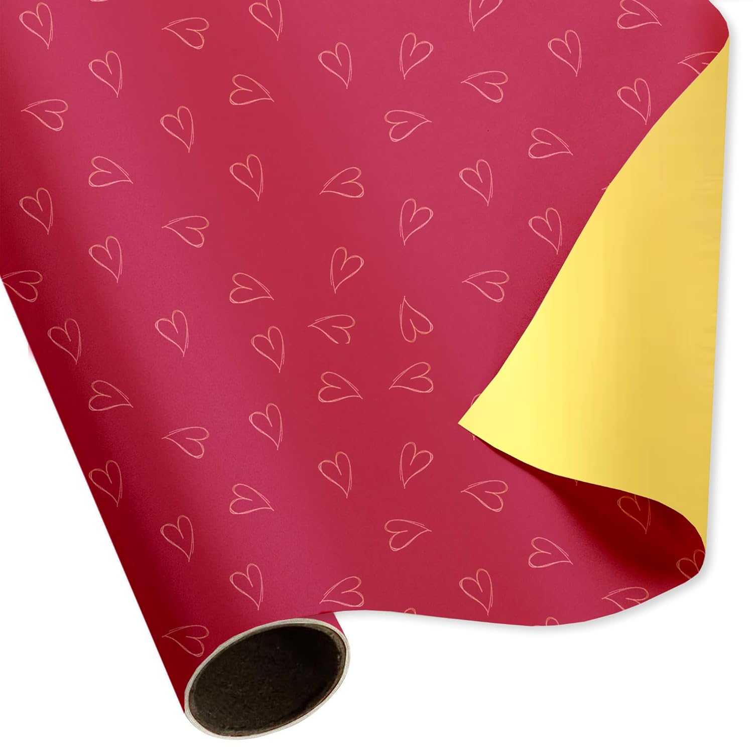 Heart Print Gift Wrapping Sheets- Red