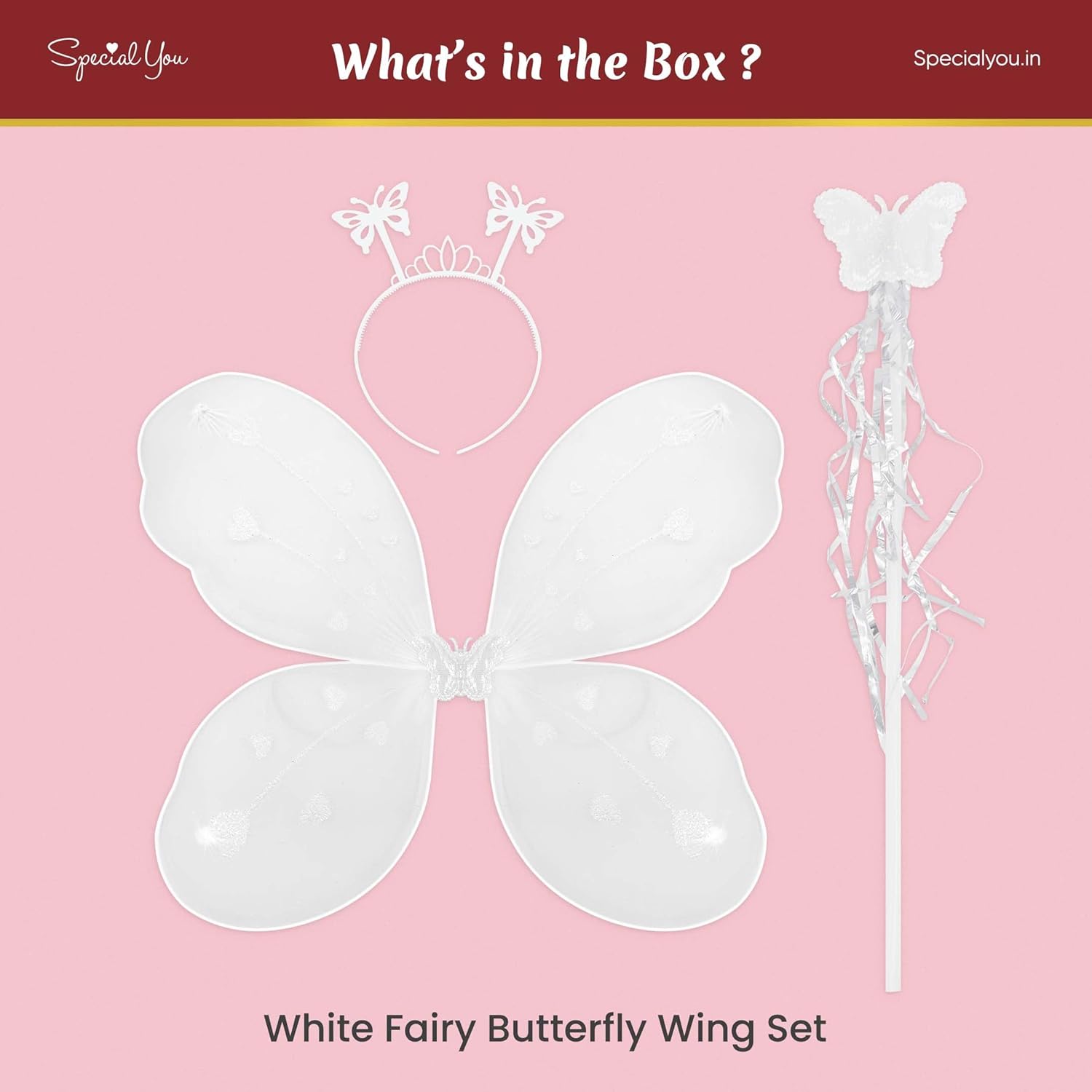 White Fairy Butterfly Wings Combo