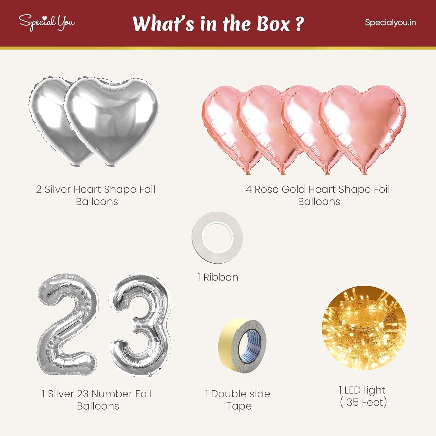 Silver & Rose gold Heart Foil Balloon decoration