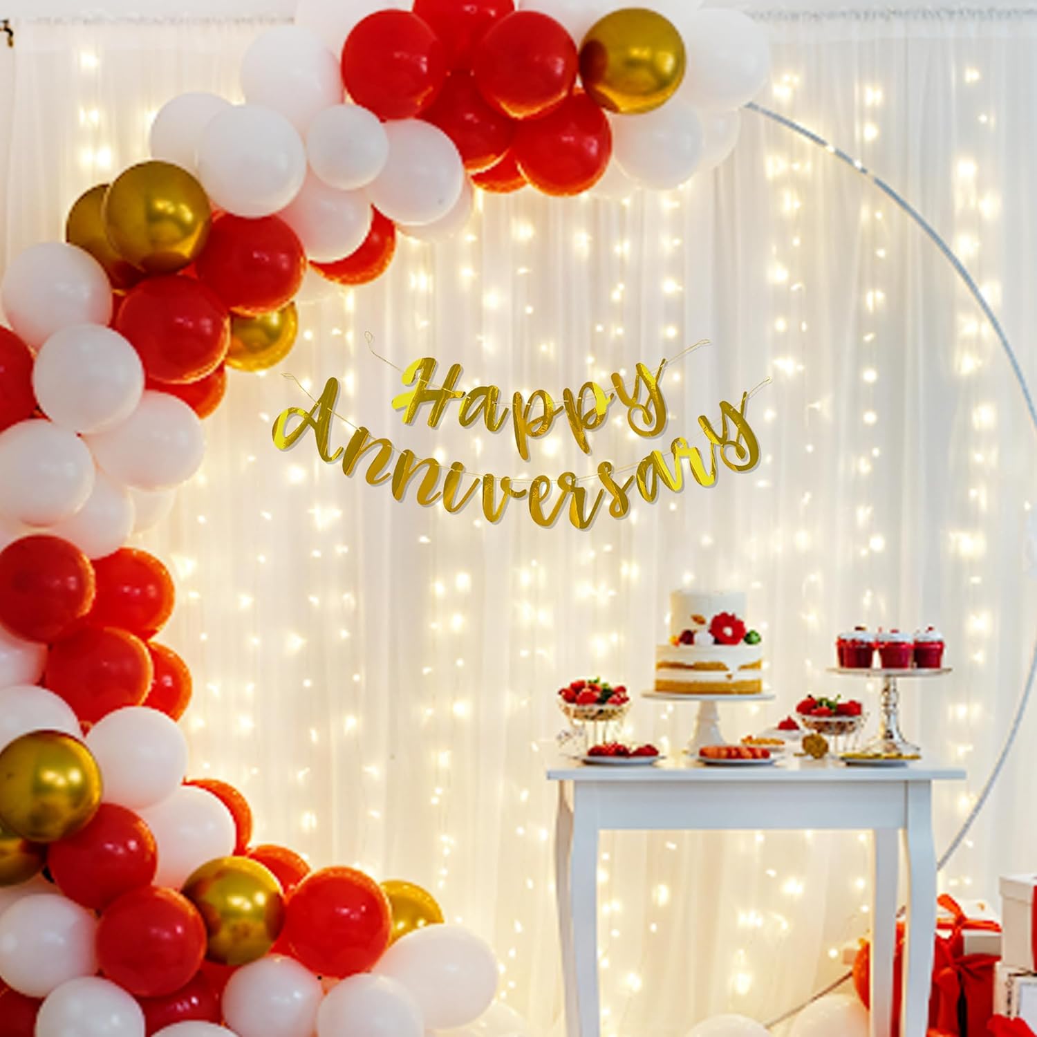 Anniversary  Theme Decor with Backdrop And Lights