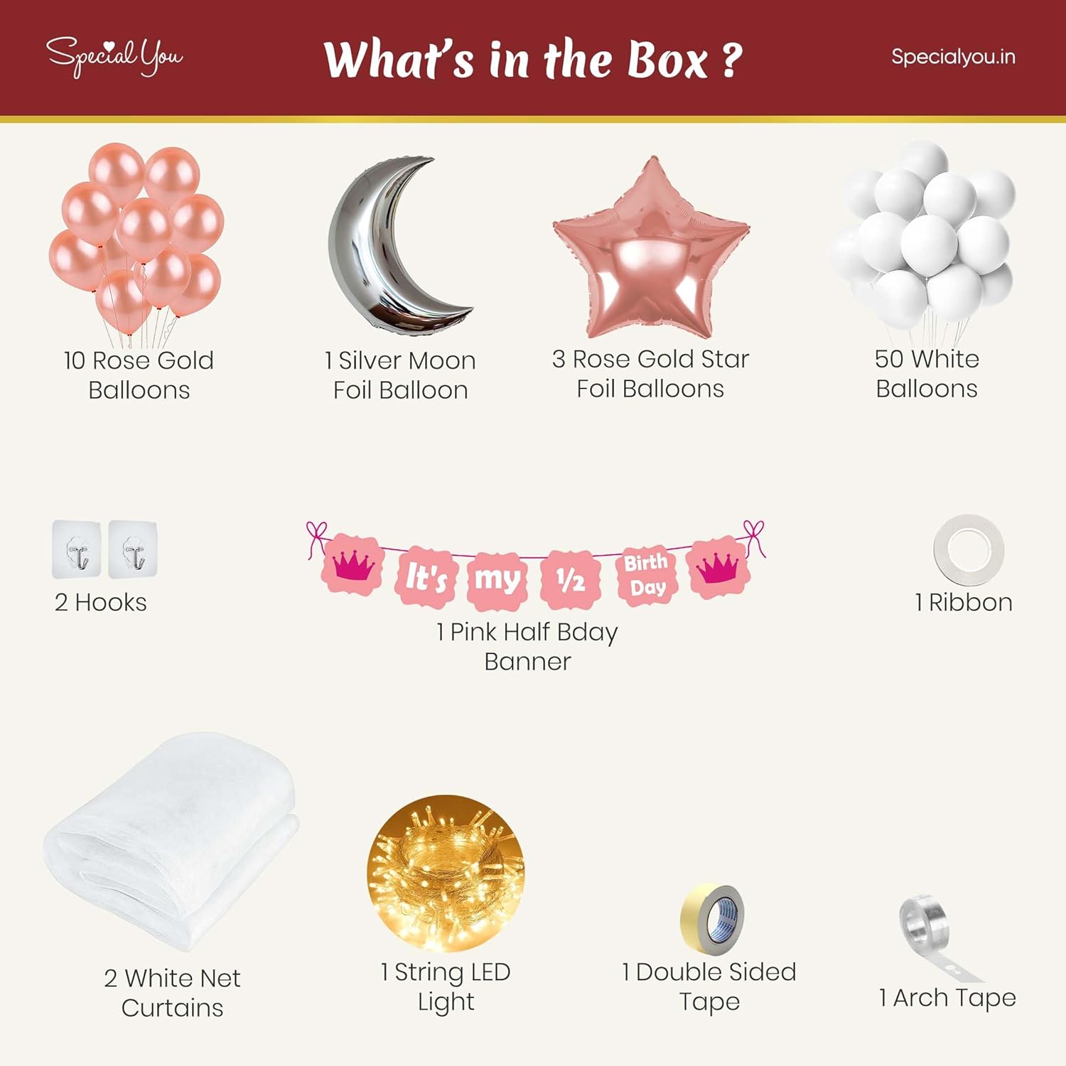 Star Moon theme half birthday decoration item kit for baby girl