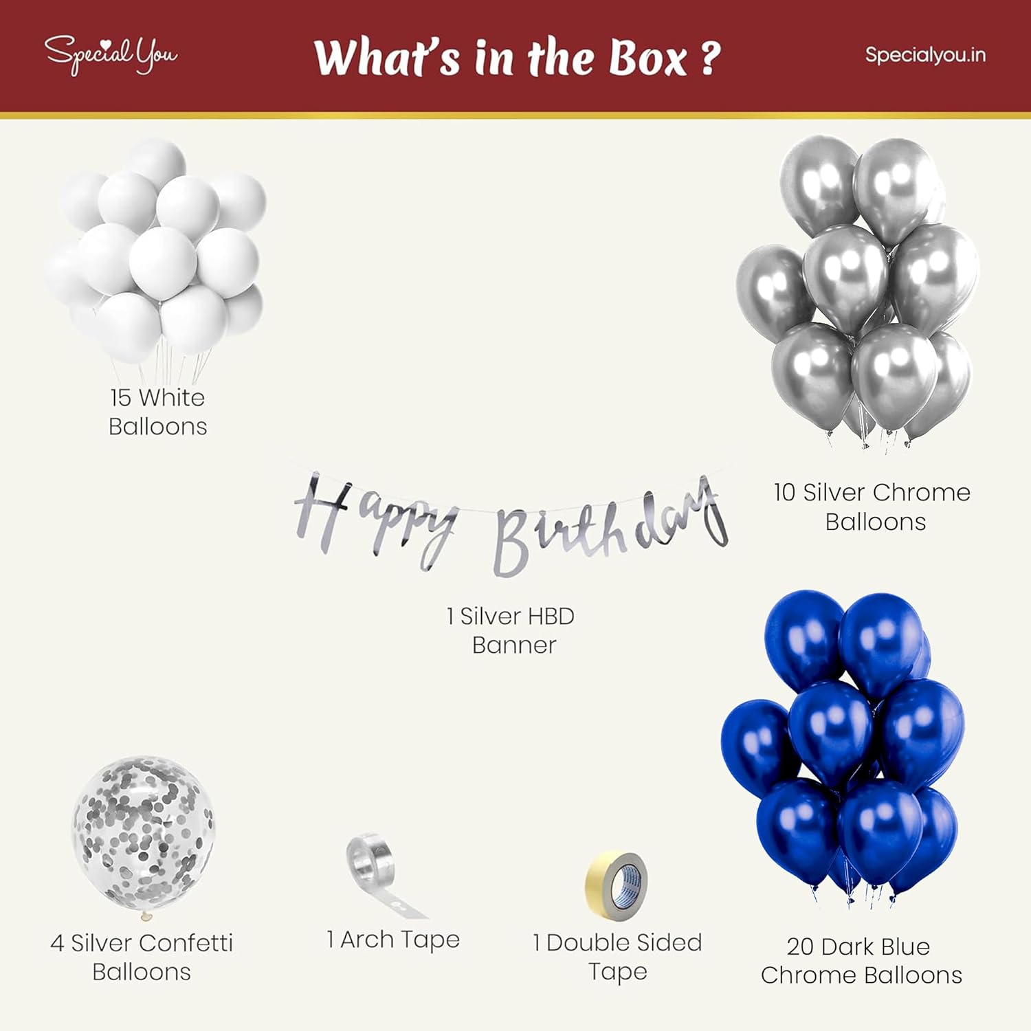 Happy Birthday Decoration Items | Blue and Silver Balloon