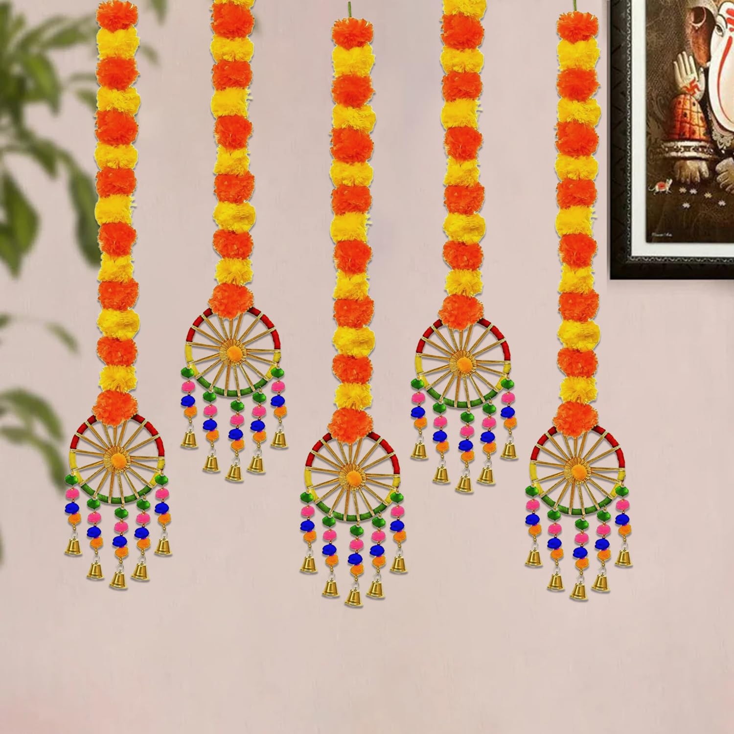Marigold garland with Chakra Latkans Hanging