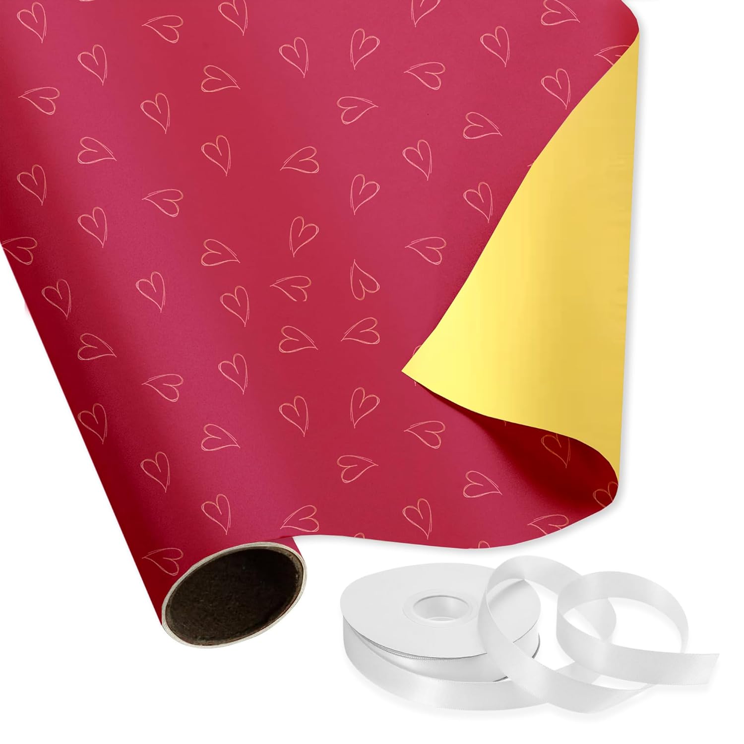 Heart Print Gift Wrapping Sheets- Red