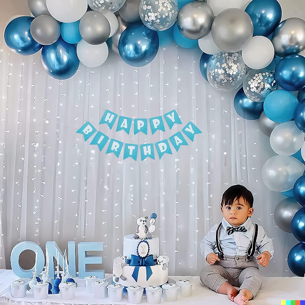 blue theme birthday decorartion items