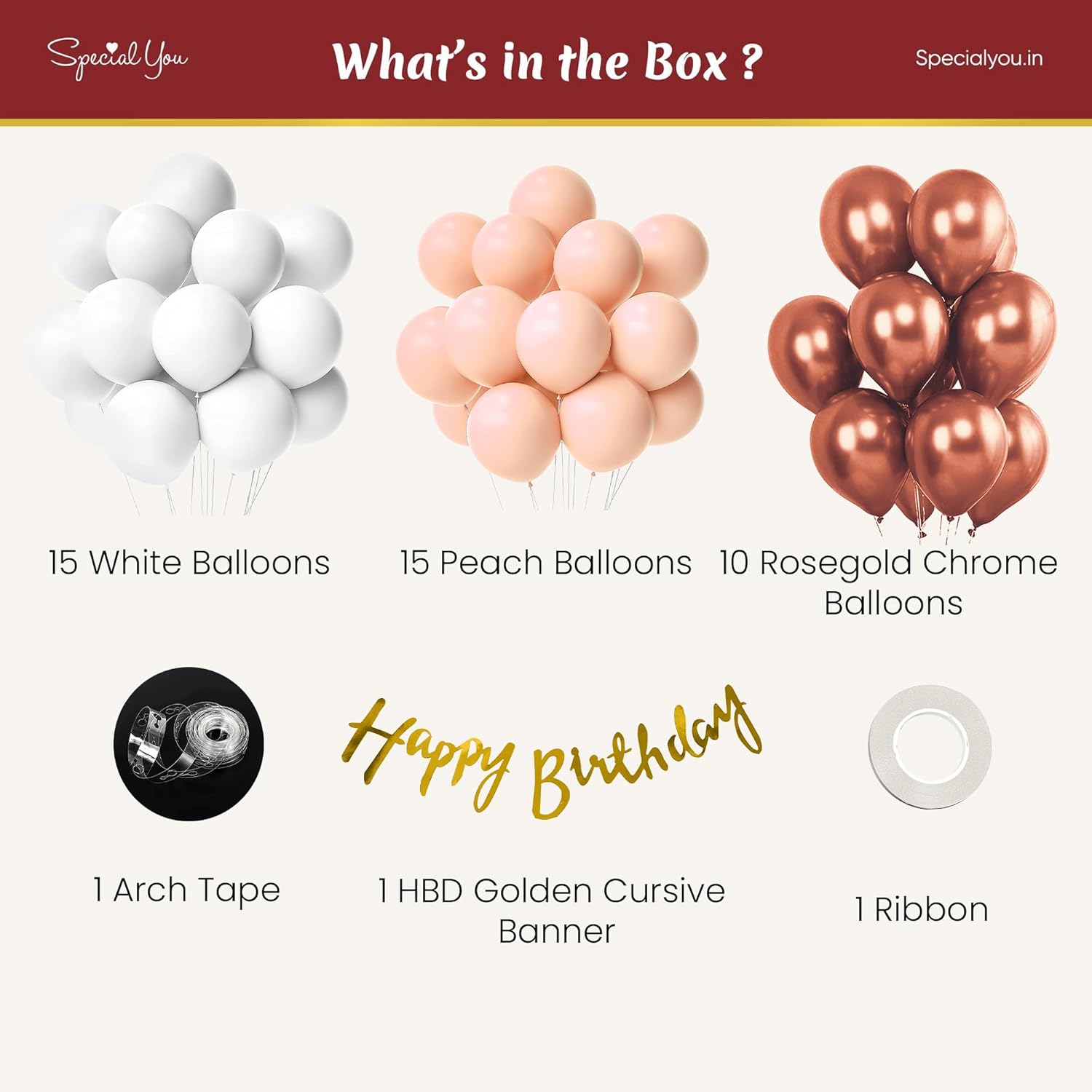 Peach, Rose Gold & White theme Happy birthday decoration