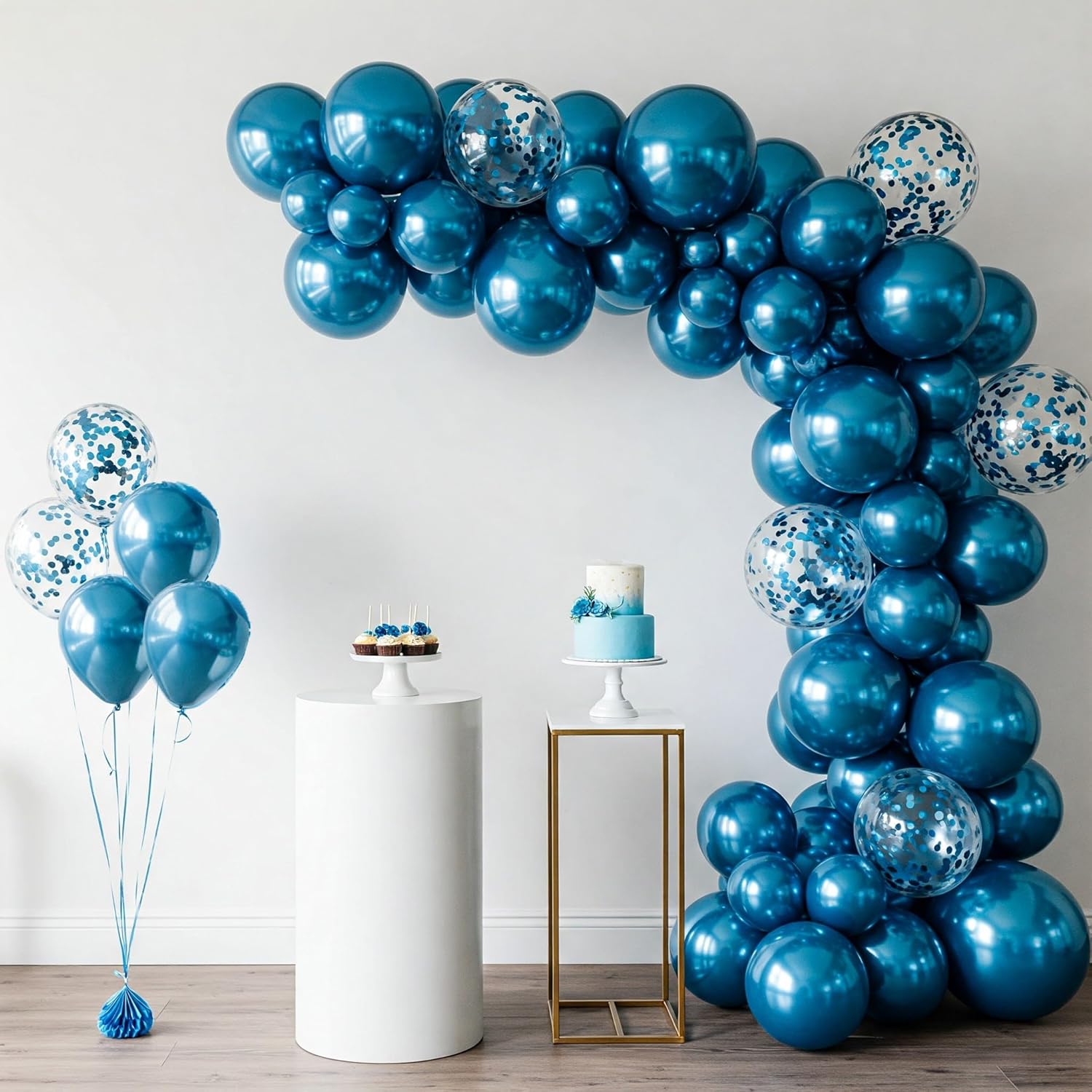 Blue Metallic & Chrome Balloon Decorations