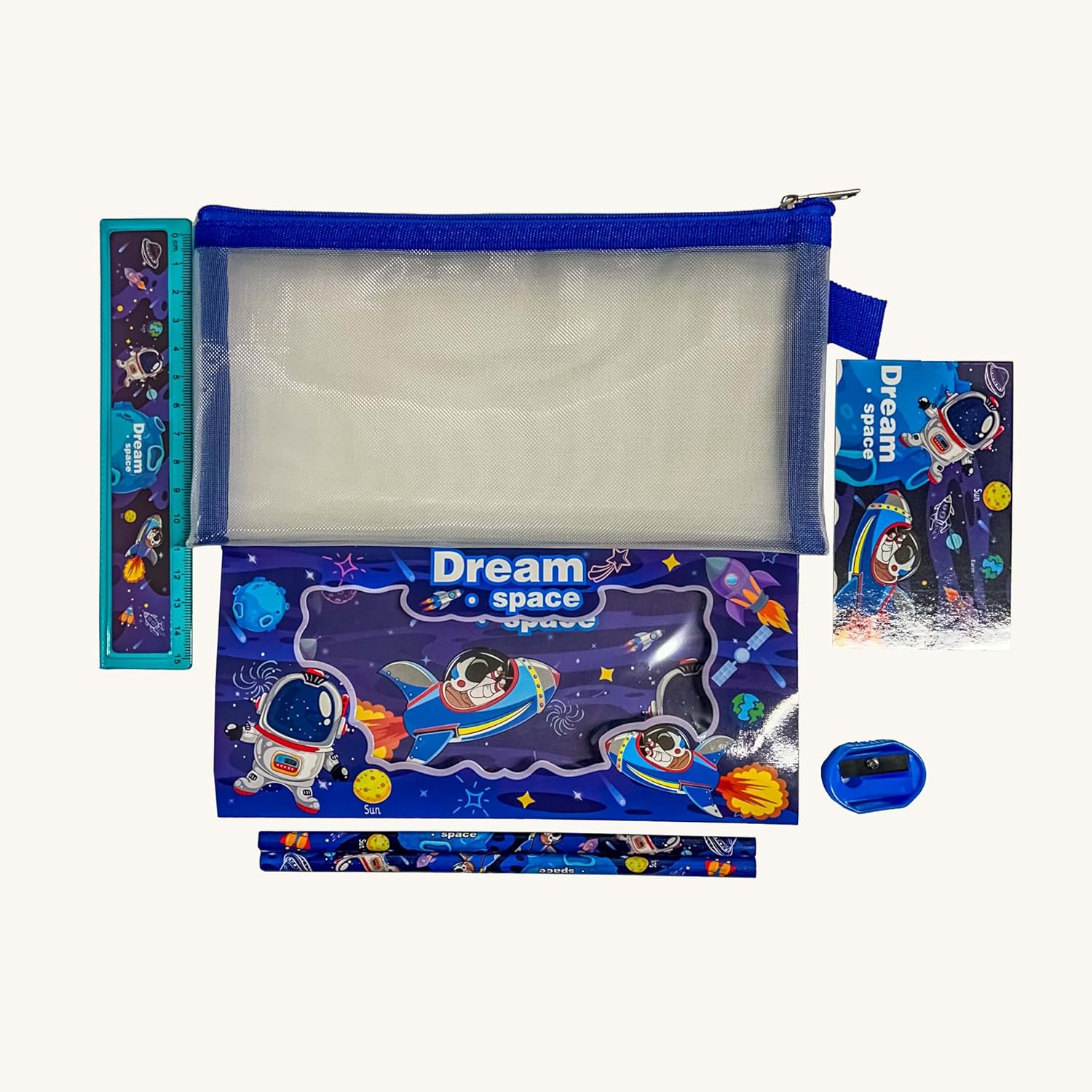 Pack of 4 Single Zip Printed Pencil Pouch
