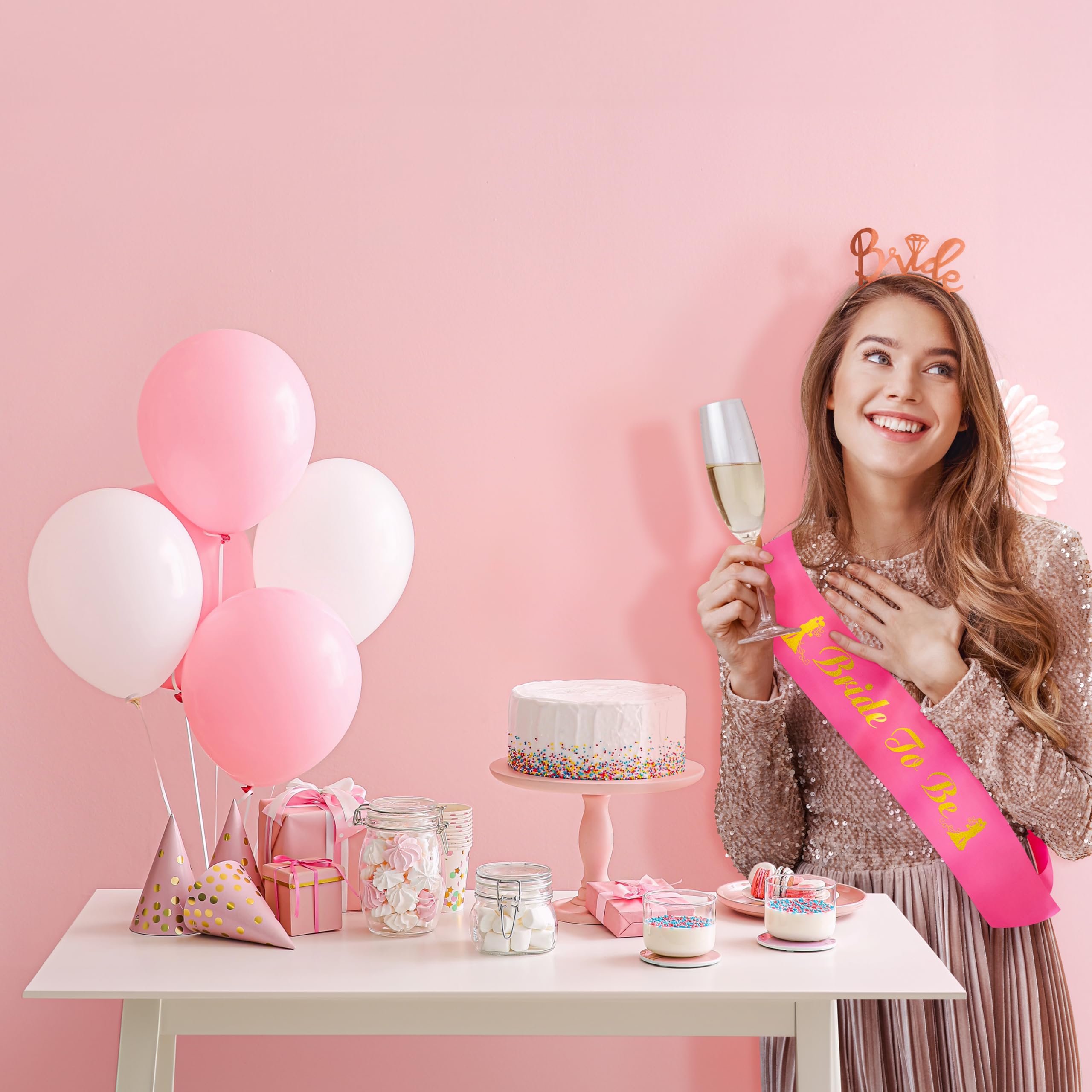 Bride to Be Gold Pink Sash & Crown