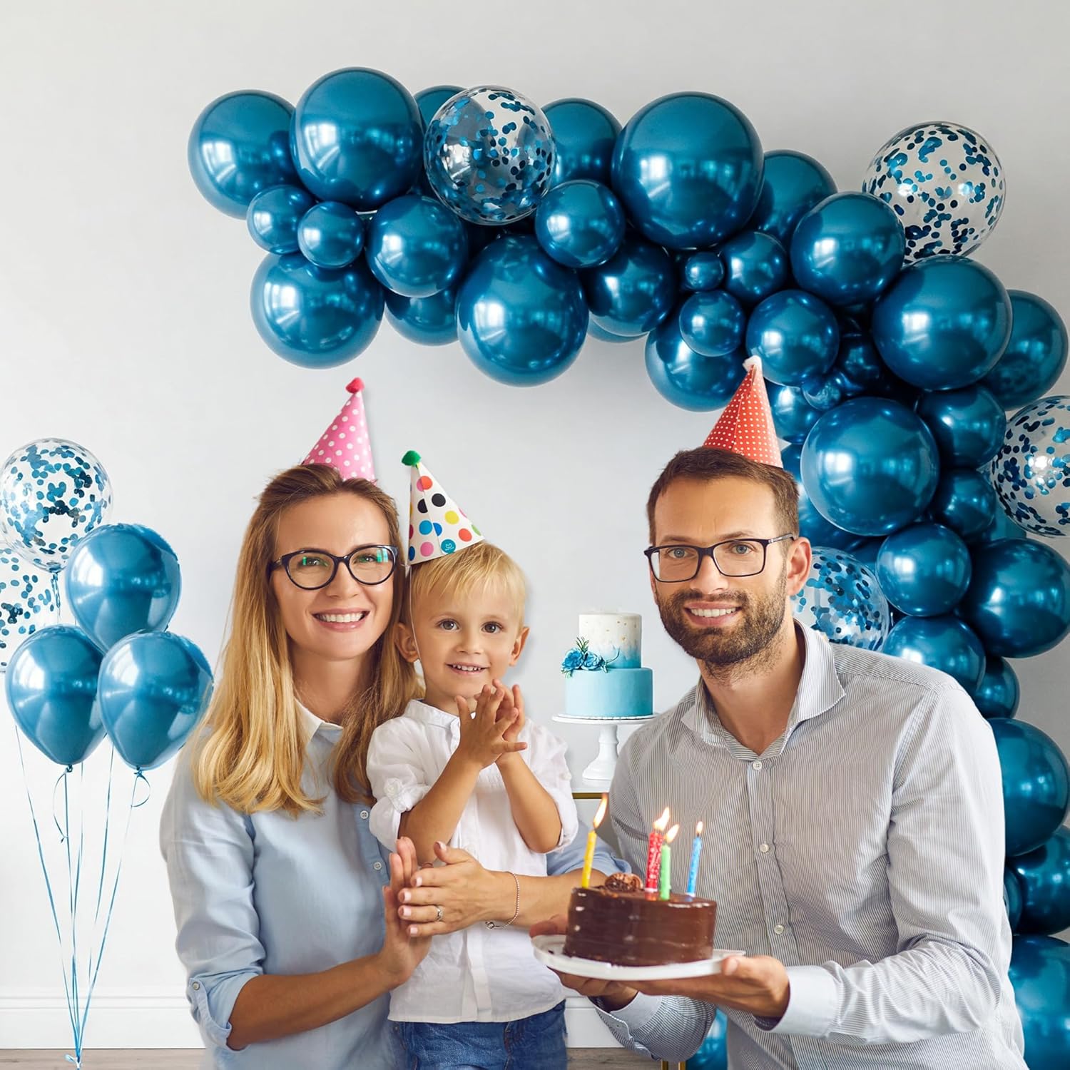 Blue Metallic & Chrome Balloon Decorations