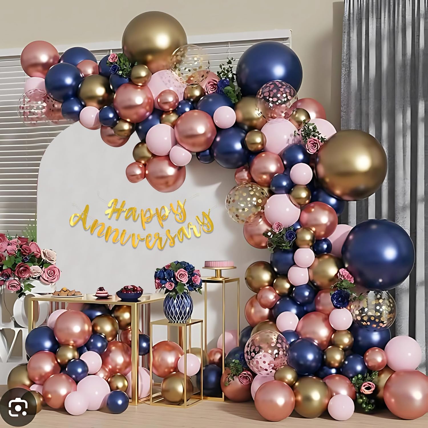 Navy and golden theme Balloon for Anniversary decor