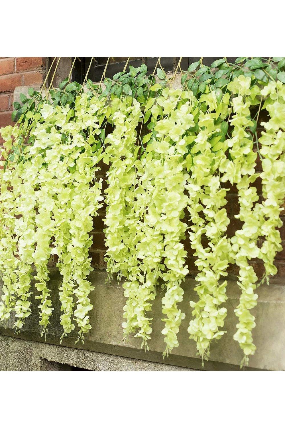Fake Wisteria Hanging for Decoration Set of 12 - Green
