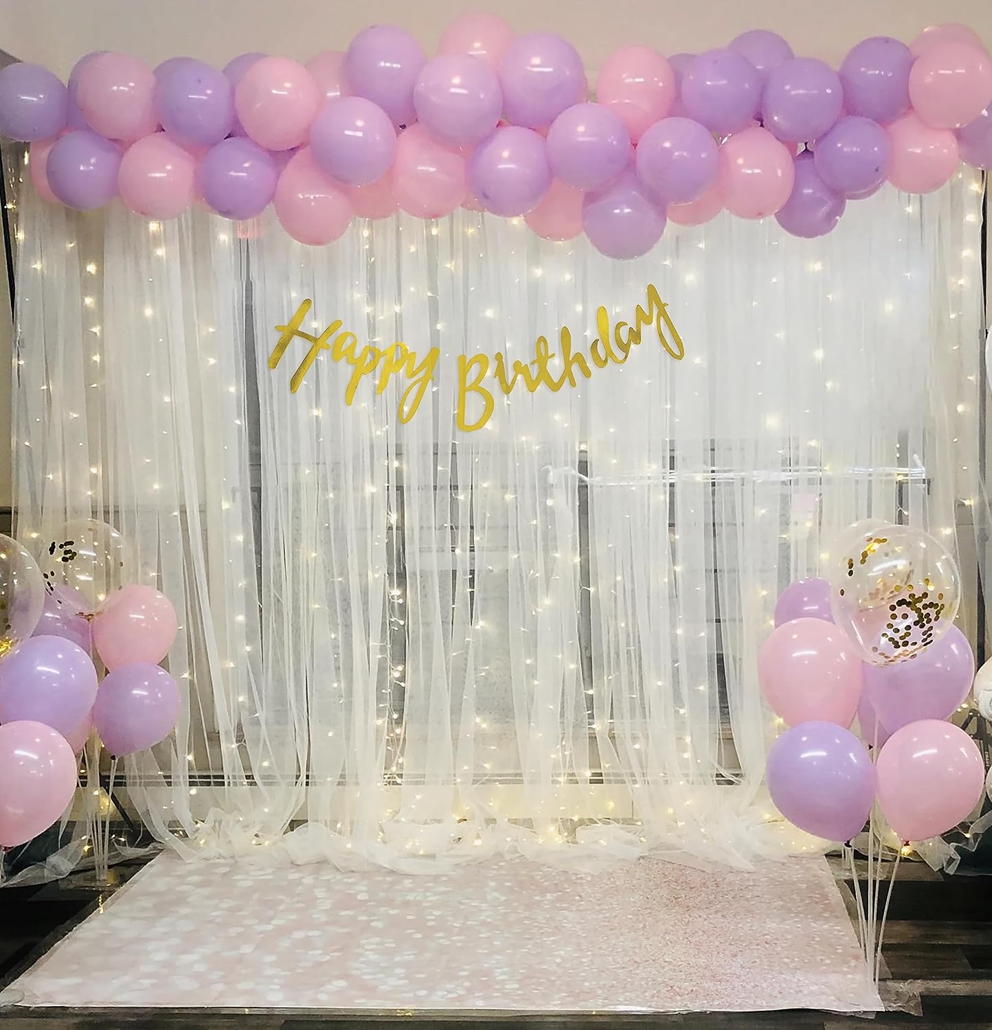 pink and purple theme birthday decoration