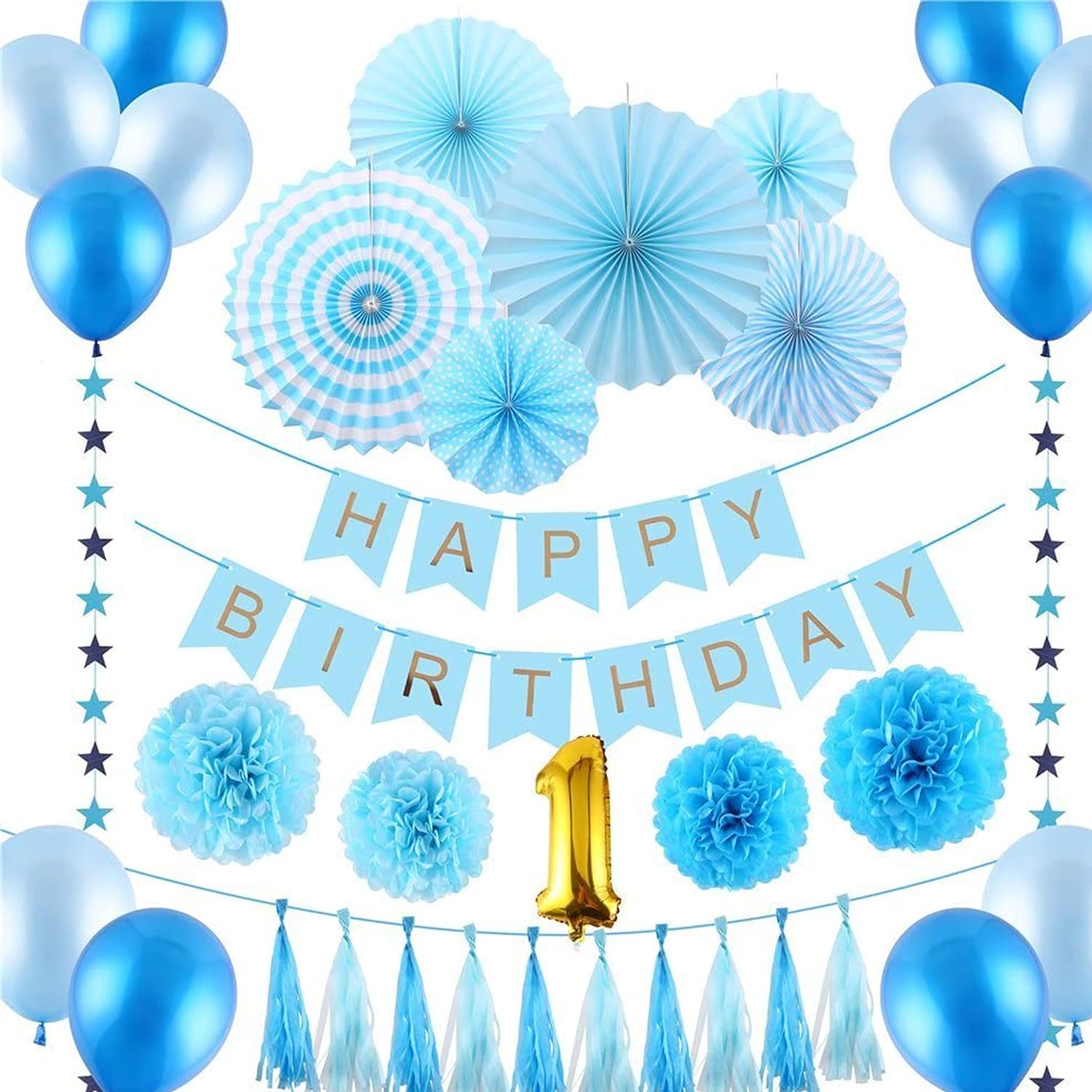 Superior Blue Theme DIY Happy Birthday Kit