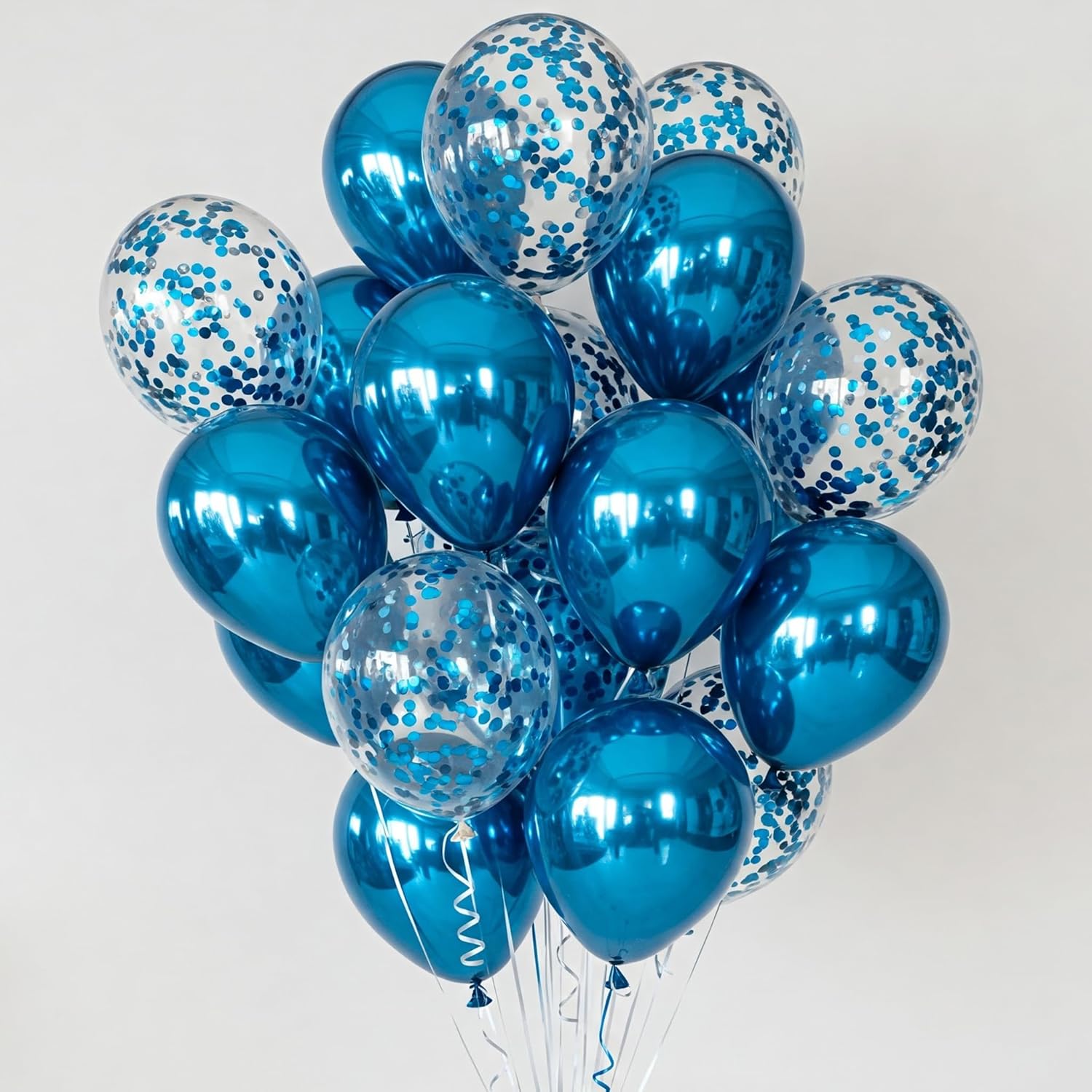 Blue Metallic & Chrome Balloon Decorations