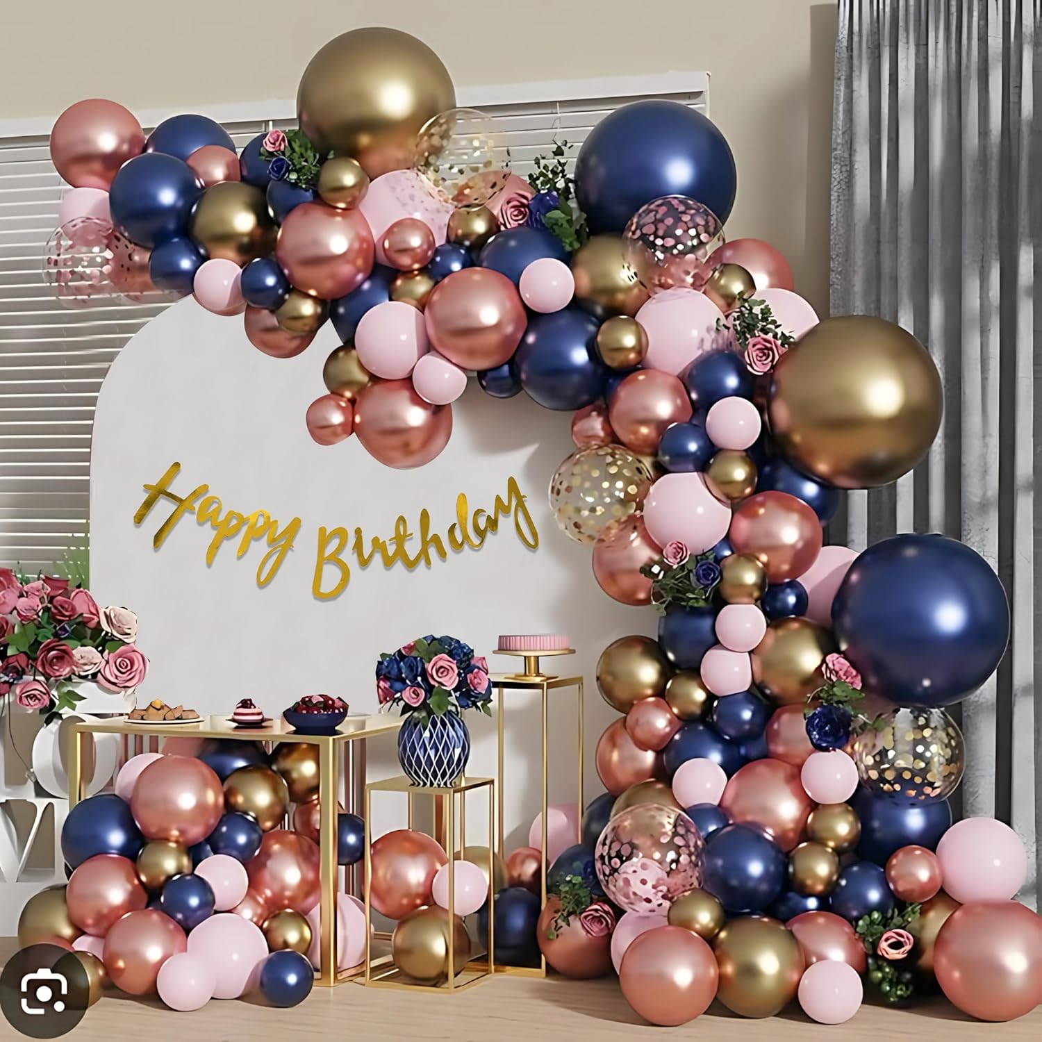 Birthday Decoration Kit with Metallic and Chrome Balloons