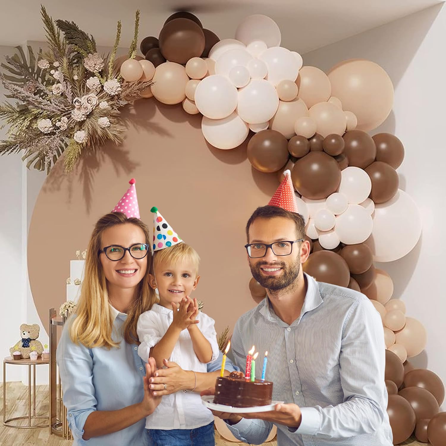 Brown, Peach & White Balloon Combo