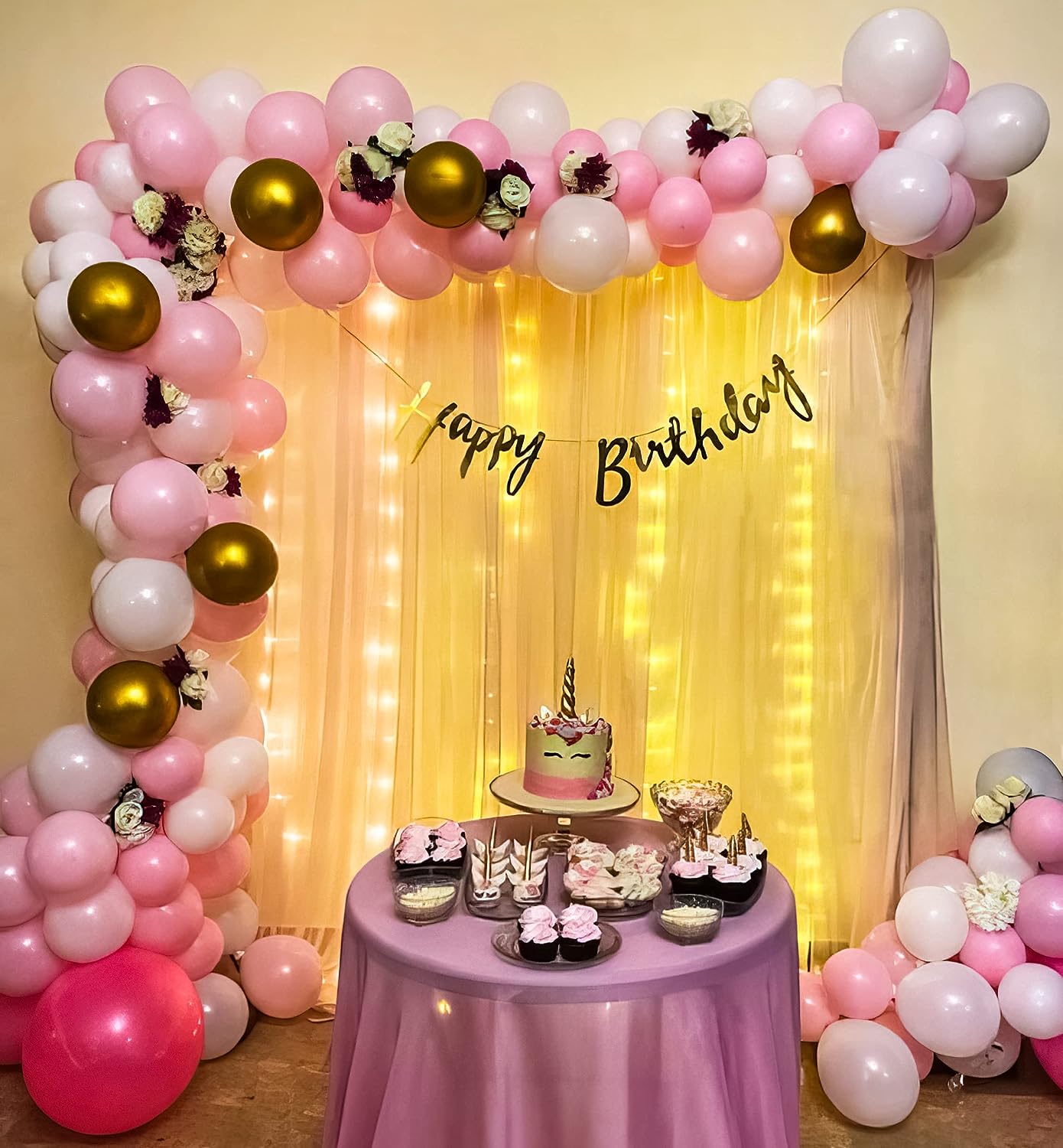 Pink & White Balloon Birthday Decoration Kit