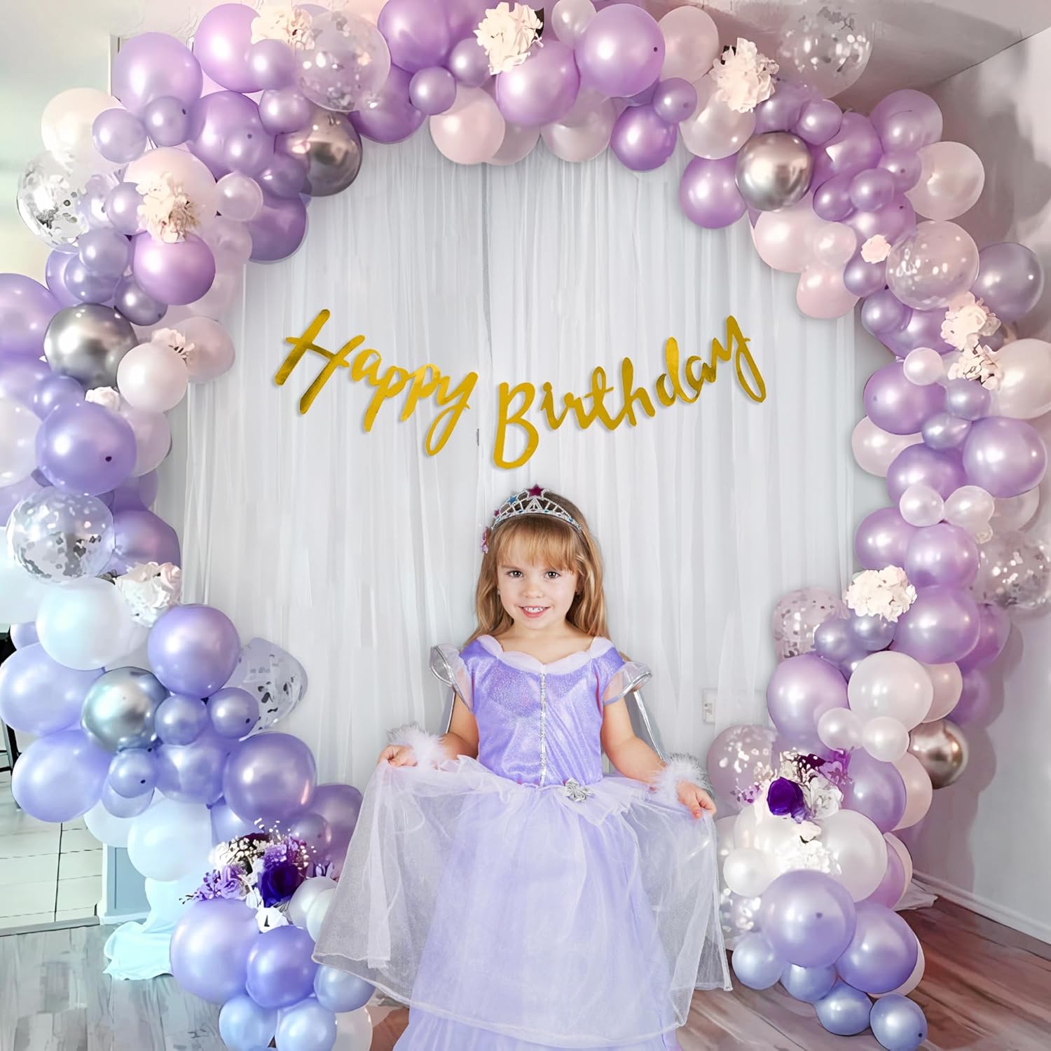 purple white birthday backdrop happy birthday decor