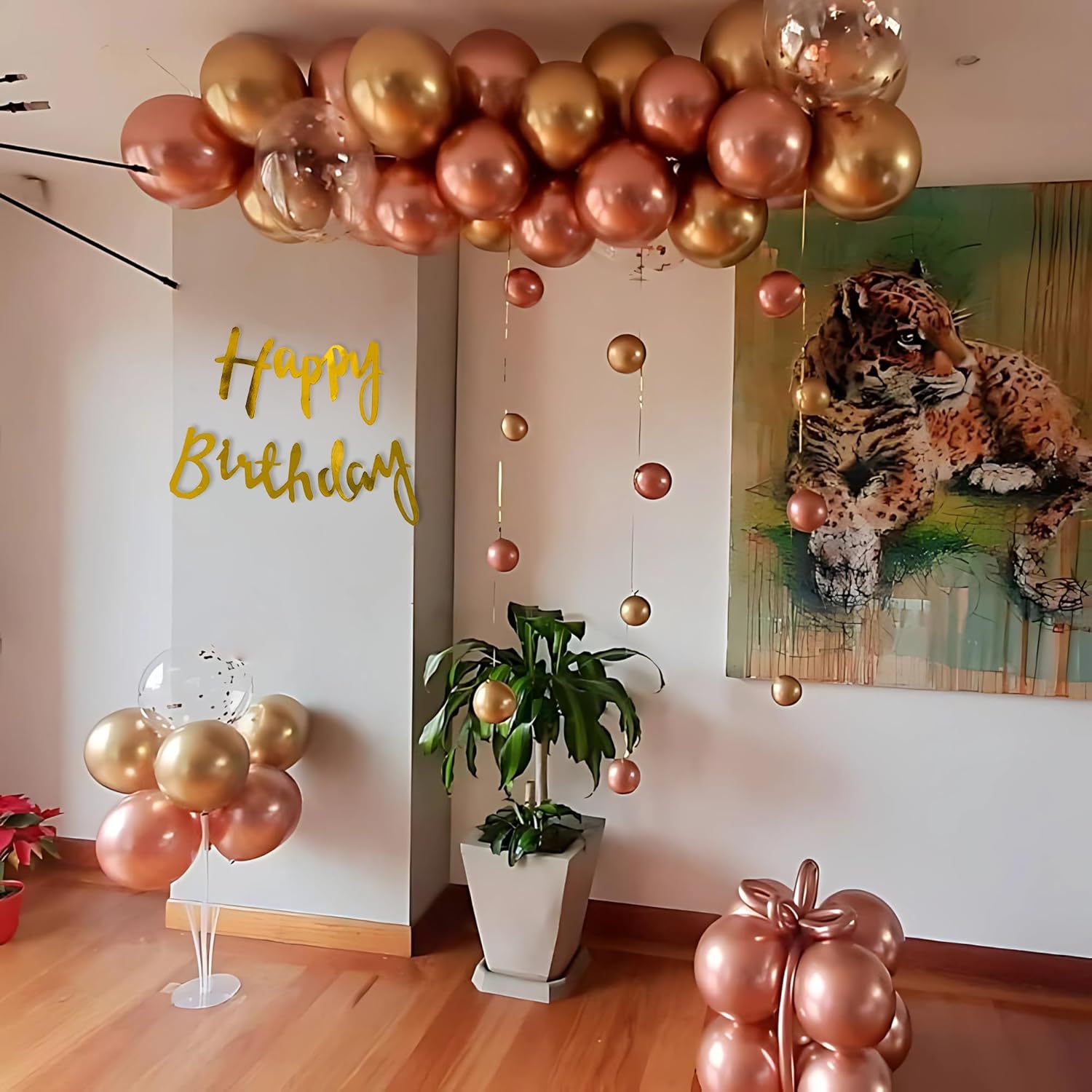 Gold & Rose Gold theme happy birthday decoration