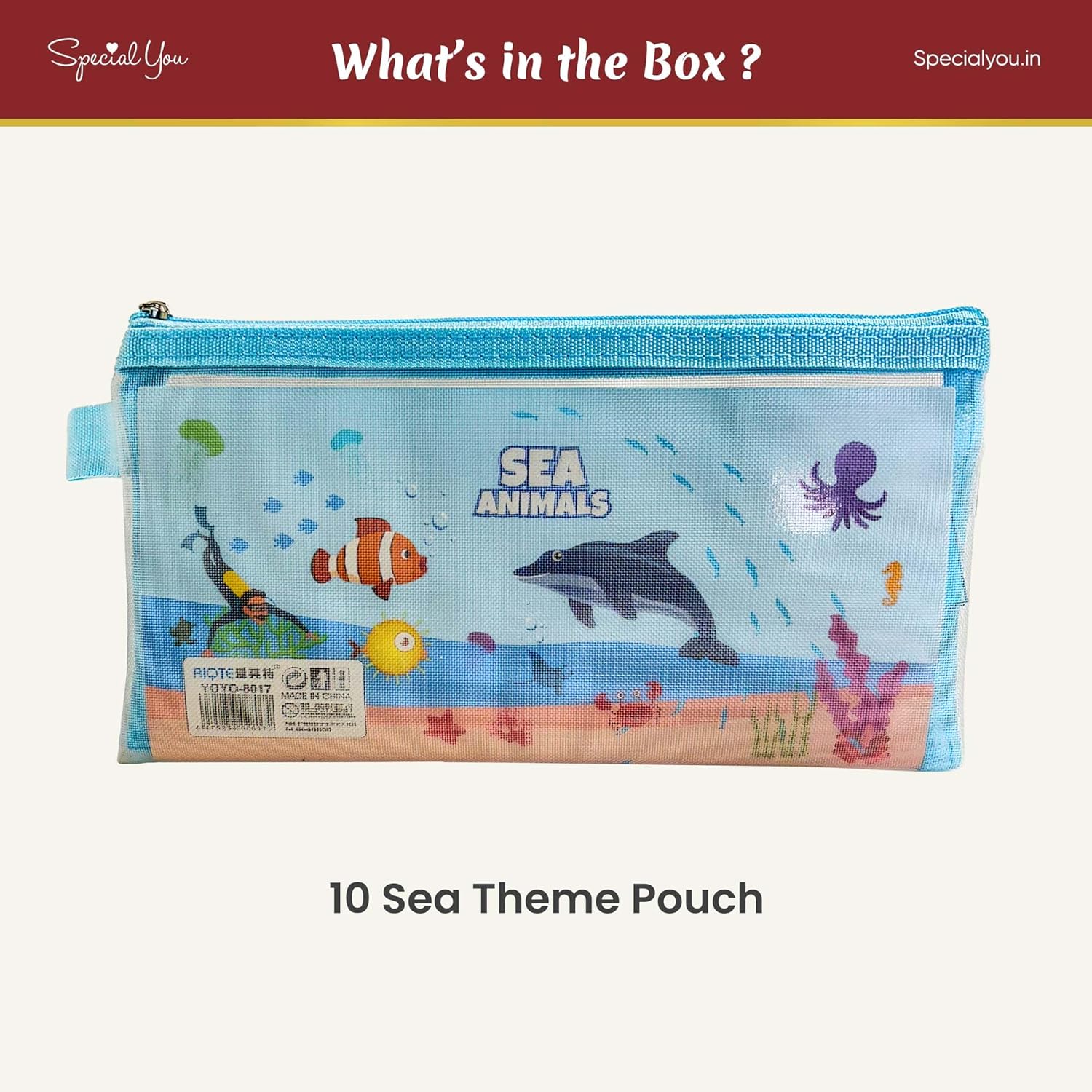 Sea Animals Pencil Pouch 5 Pcs