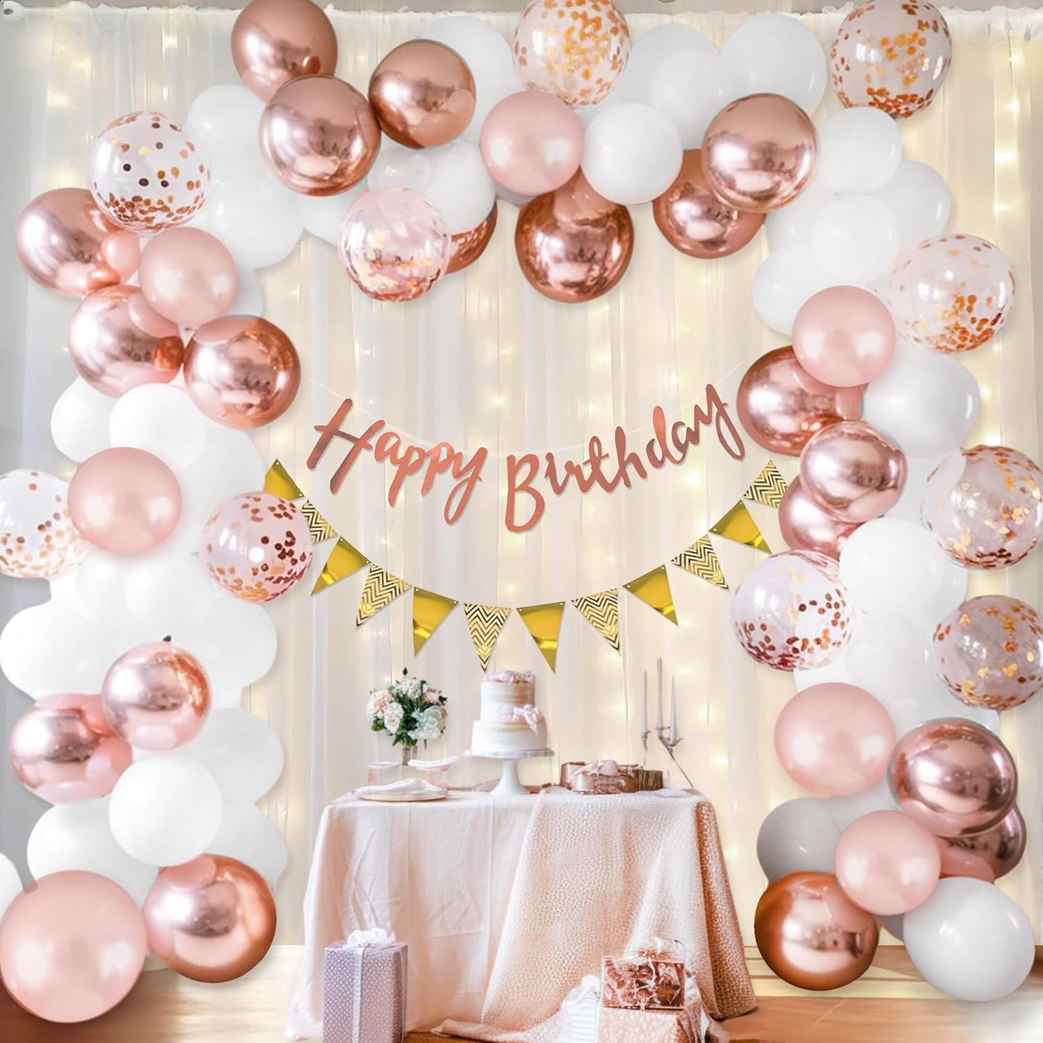White & Rosegold Balloon combo