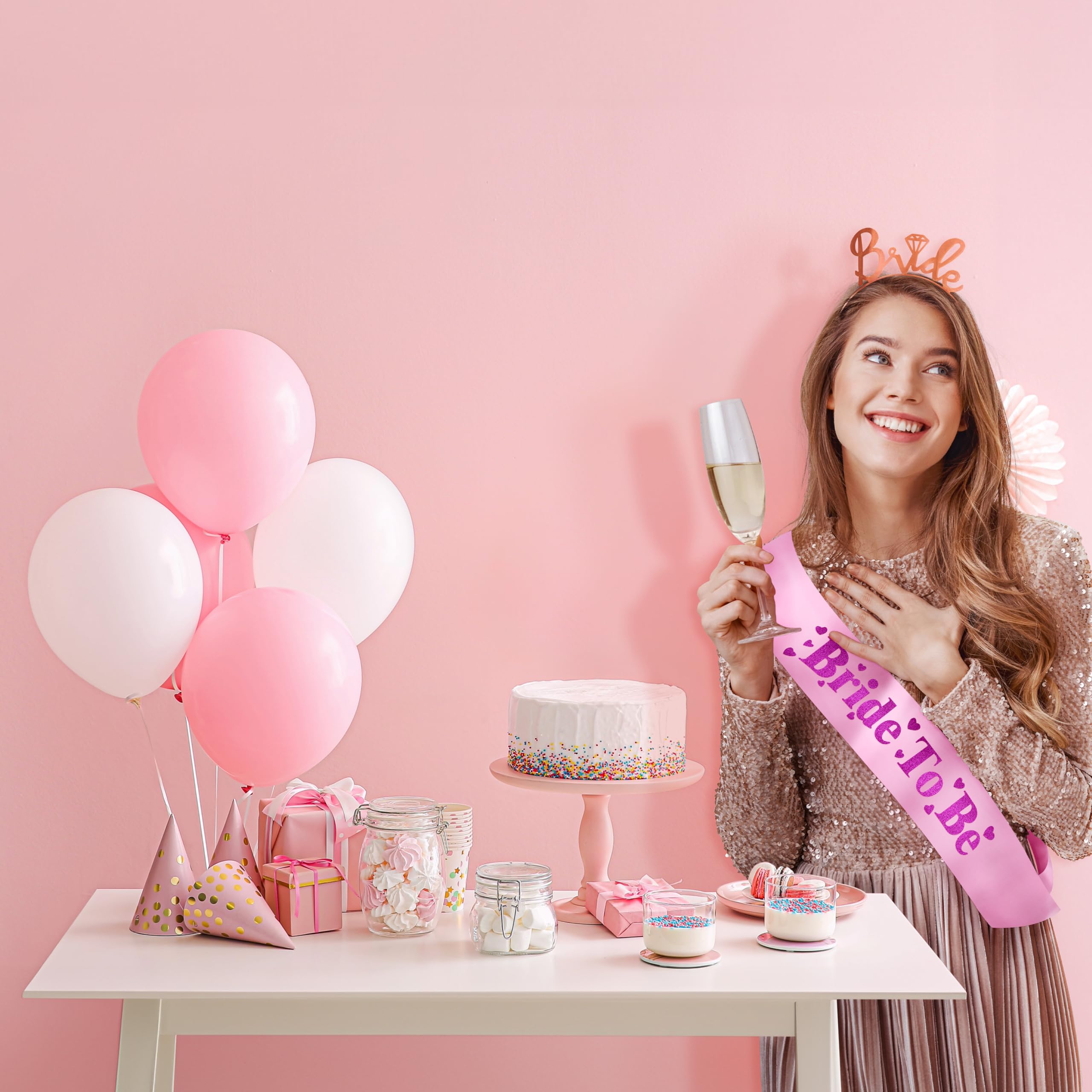 Bride to Be Pink Purple Sash and Crown