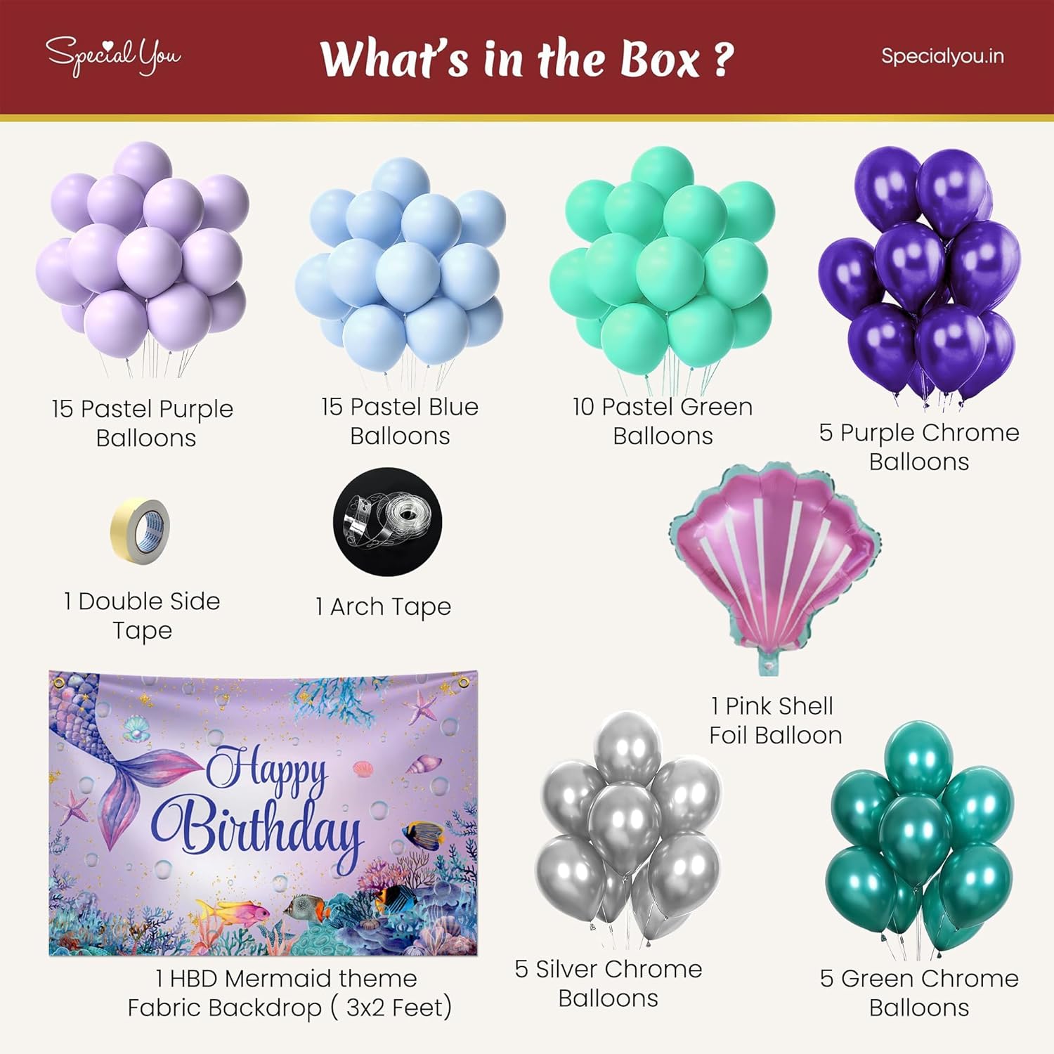 Mermaid Theme Birthday Decorations- 59 Pcs