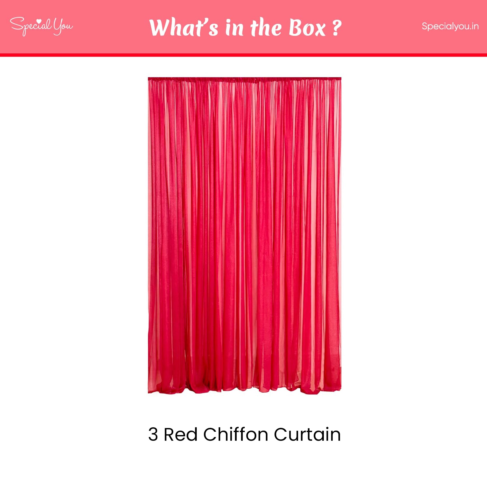 Red Chiffon-like Curtains Pack of 3