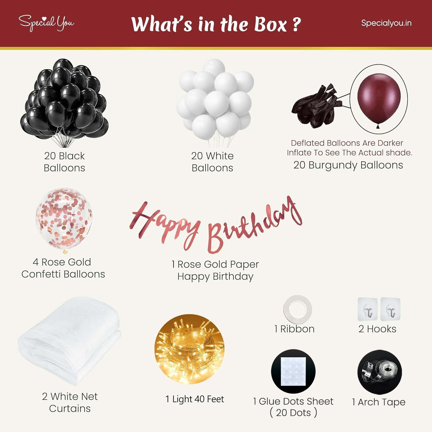 Majestic Maroon DIY Birthday Decoration Kit