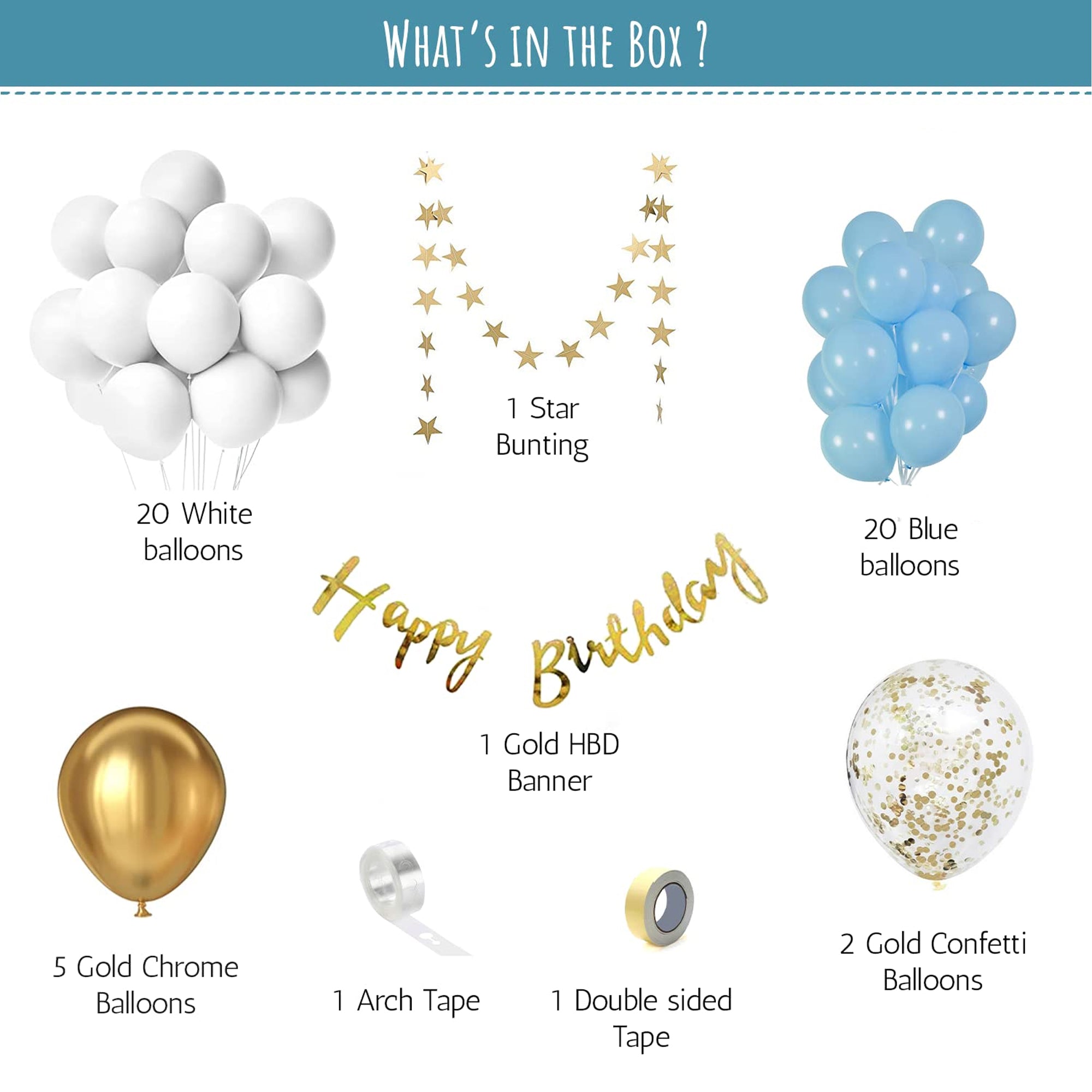 Blue & Golden birthday decor set