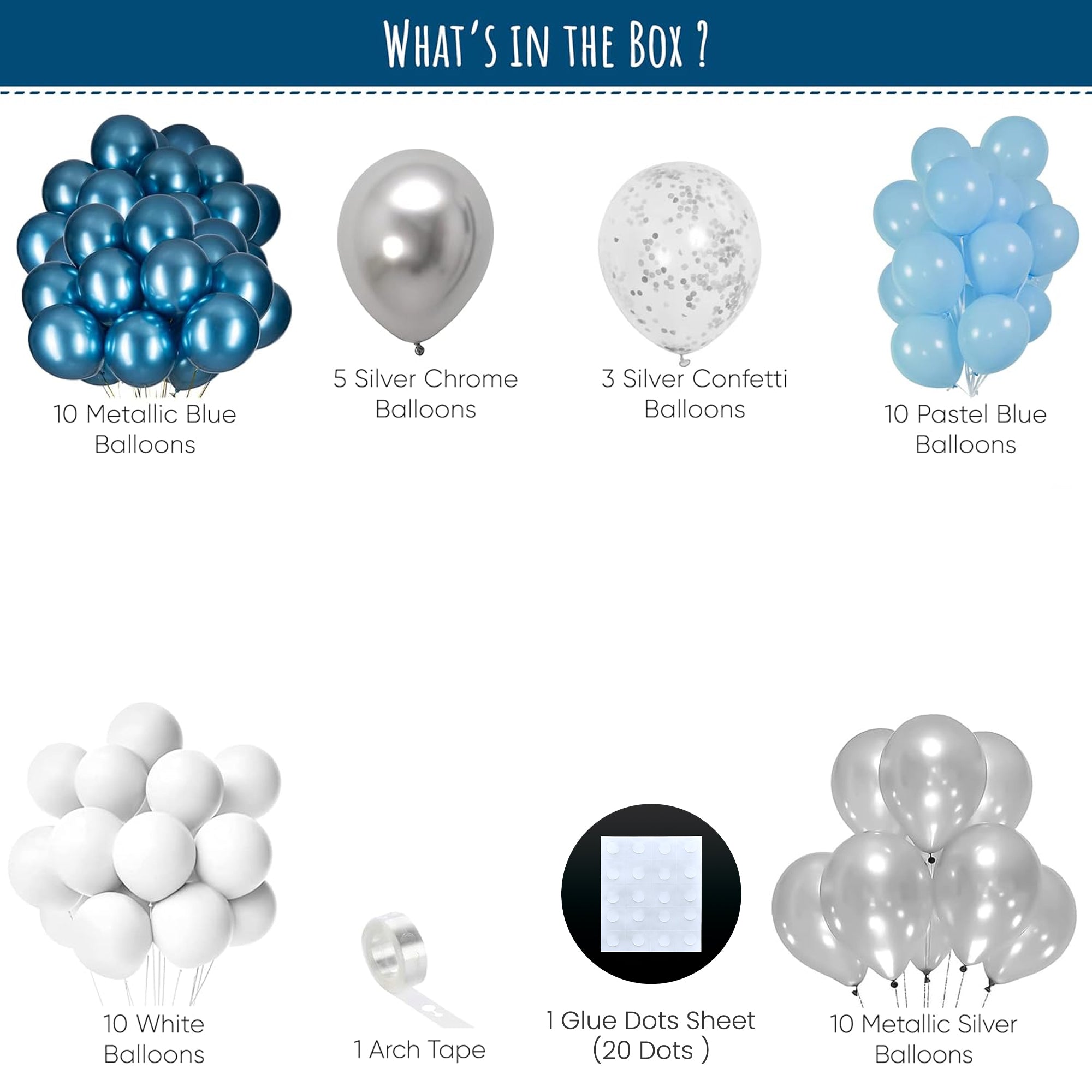 Blue & silver balloons for party decor