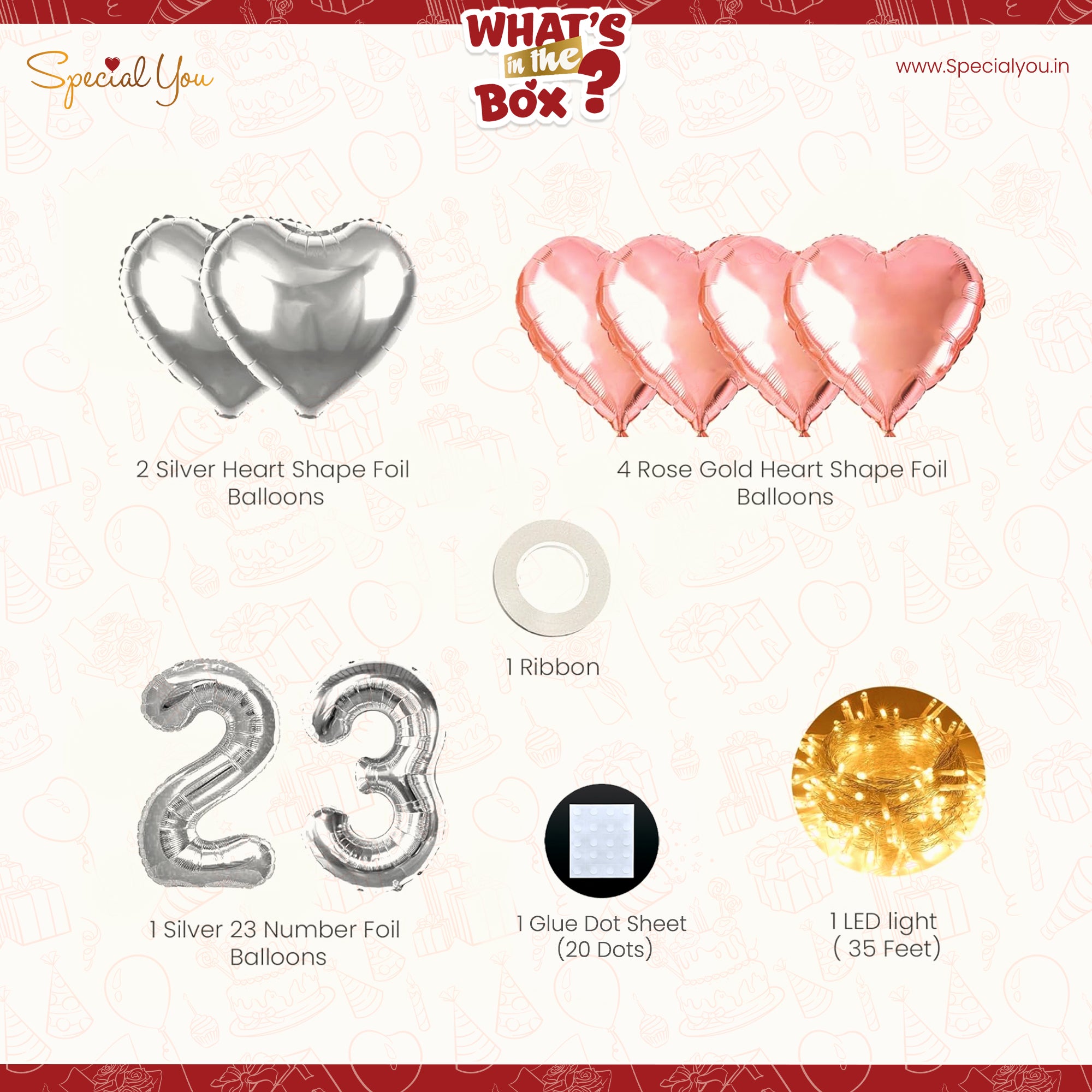Silver & Rose gold Heart Foil Balloon decoration