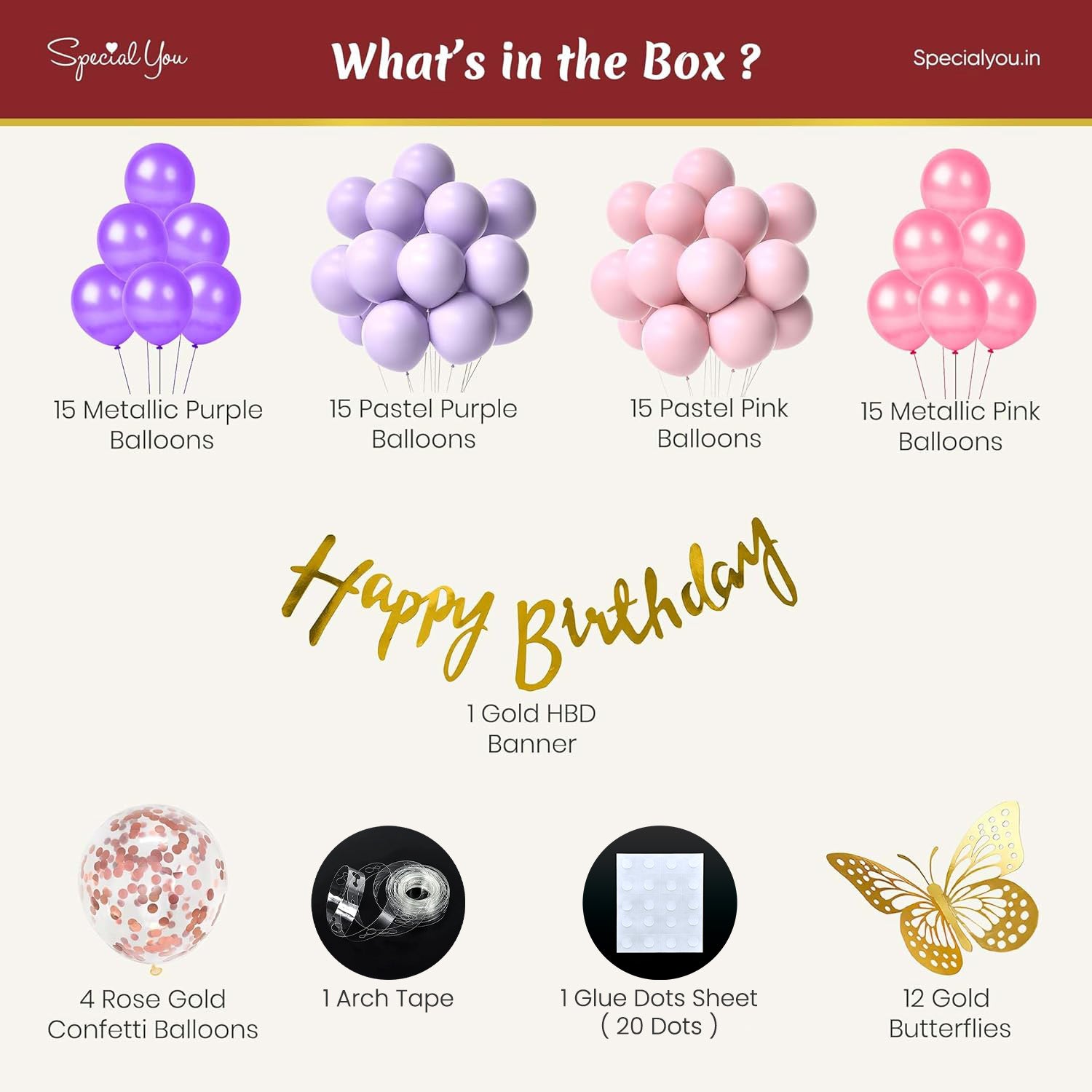 Pink and Purple Theme Birthday Decoration with 3D Butterfly