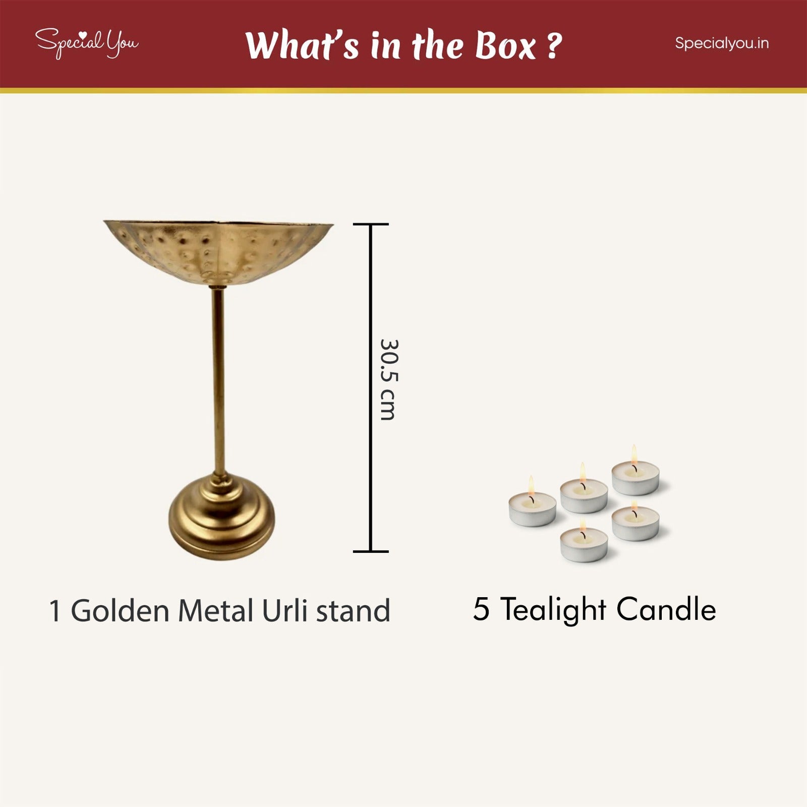 Urli Stand with Tealight Candles for Home Decor