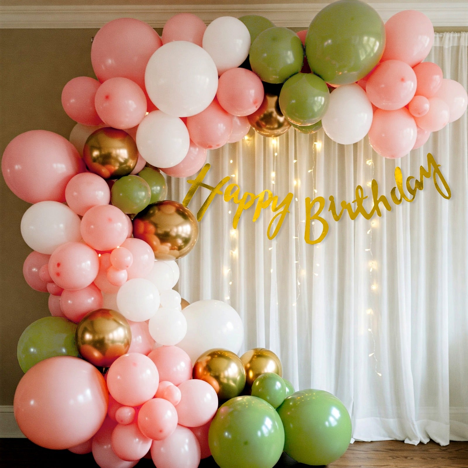 Green & Pink Balloons Birthday Decoration Kit