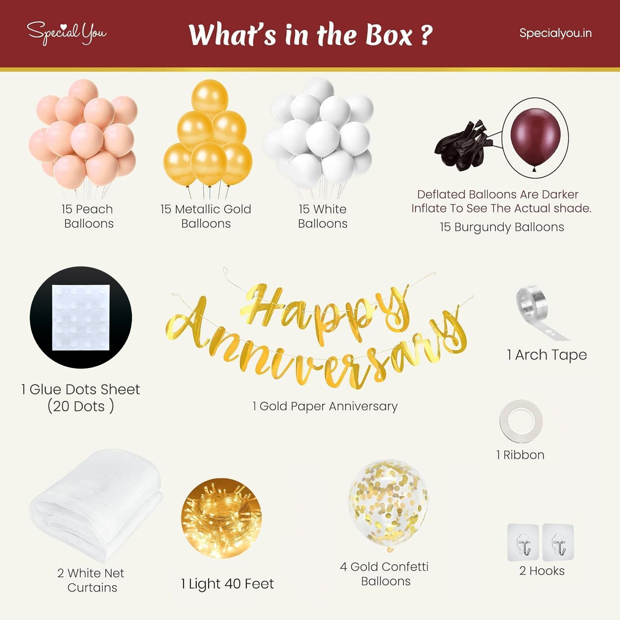 Burgundy & peach Anniversary Decoration Items