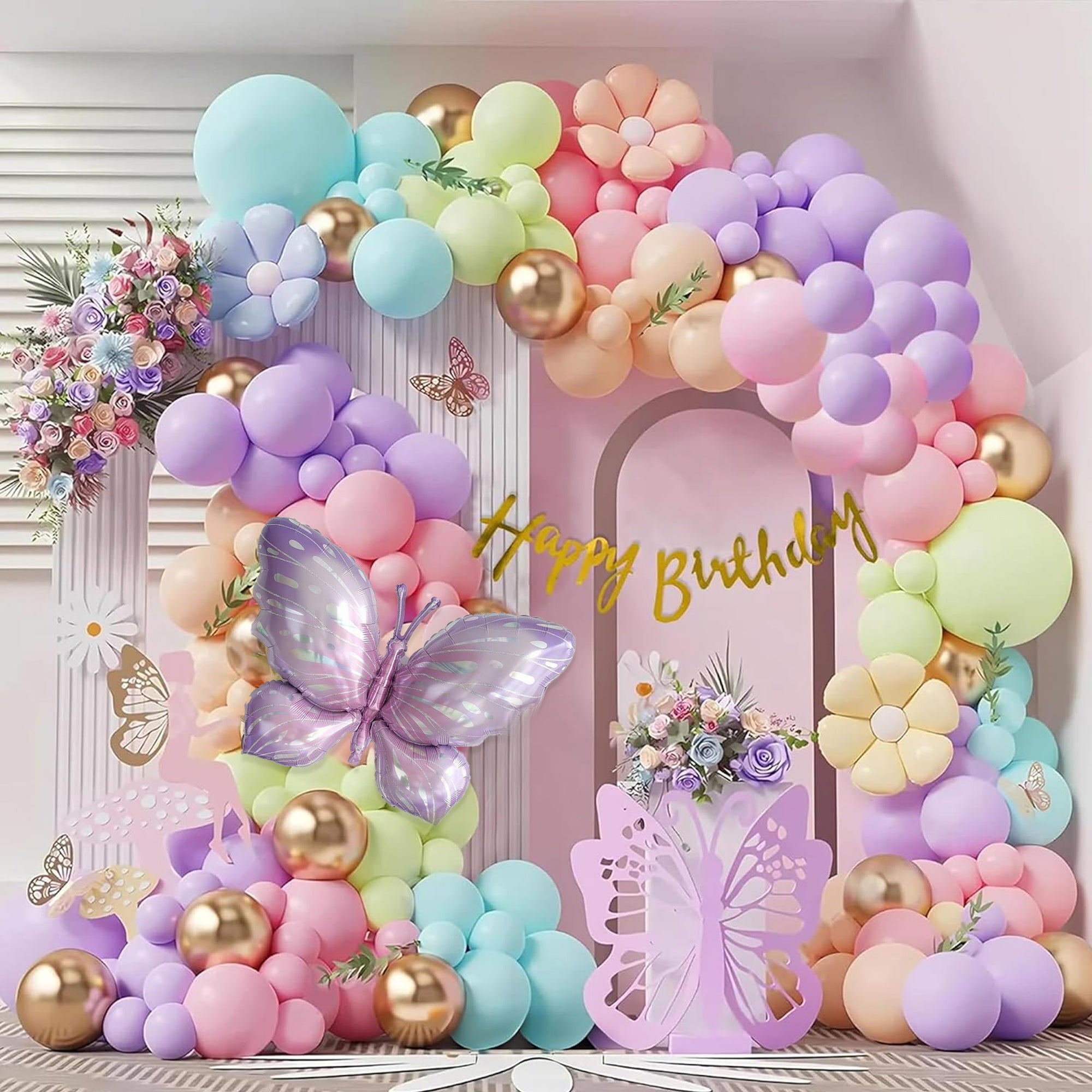 Butterfly foil balloon theme birthday decoration