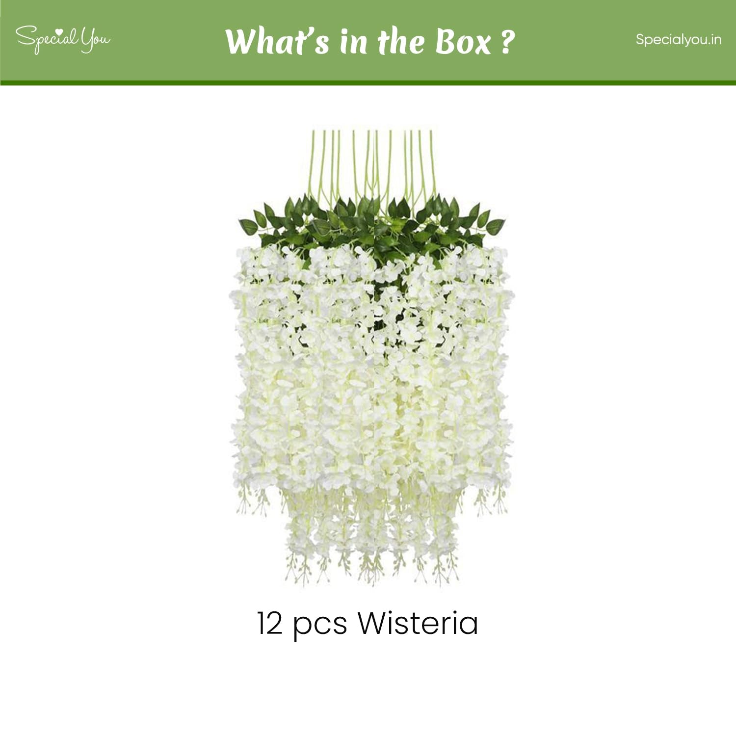 White Wisteria Flower Pack of 12
